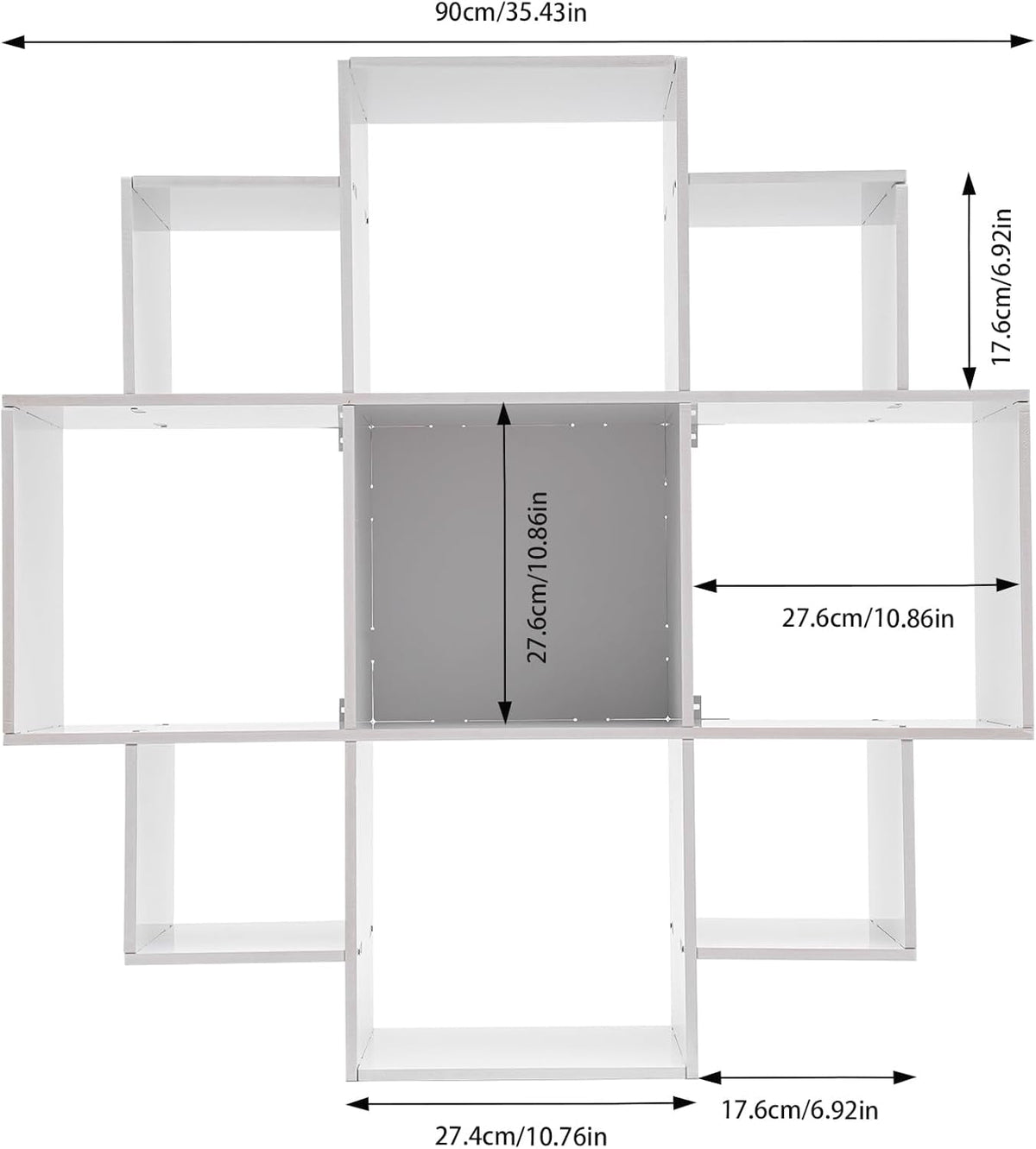 Wall Mounted Book Shelf Modern 3-Tier Floating Shelf Bookcase with 9 Compartments Wall Storage Shelves Floating Cube Shelf for Living Room Decoration Decor (White)