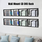 2x Floating Shelf Wall Mount CD DVD Rack Rectangular CD Rack Media Storage Organizer Shelves Large Black