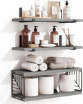 3+1 Tier Bathroom Floating Shelves Over Toilet, 15.8in Farmhouse Rustic Wood Shelves, Wall Decor for Bathroom, Living Room,Bedroom and Kitchen (Gray)