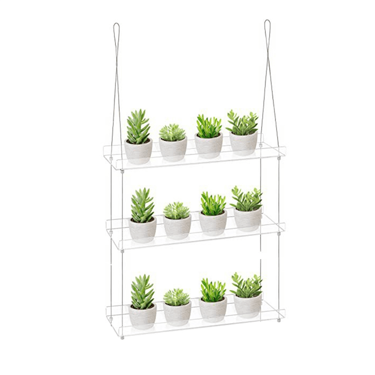 3-Tier Window Plant Shelves 16 Inch, Acrylic Adjustable Hanging Floating Shelf, Window Sill Extender for Indoor Plants
