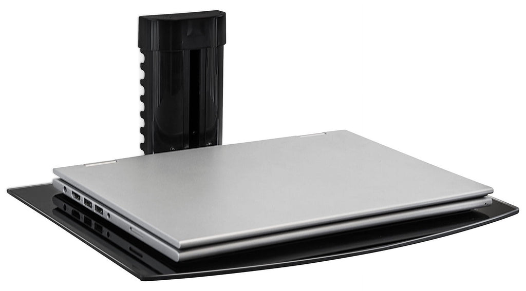 Mount-It! Floating Wall Mounted Shelf Bracket Stand 1 Shelf Tinted Tempered Glass Black