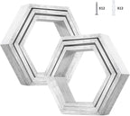 Hexagon Floating Shelves Set of 6 Honeycomb Shelves for Wall, Gray White