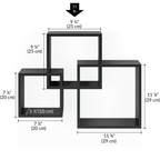 Ballucci Interlocking Cube Floating Shelves, Wall Mount Wood Square Box Shelves, Black