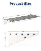 M optimized Commercial NSF Stainless Steel Shelf Wall Mount Floating Hanging Rack for Storage and Organization with S Hooks for Home Kitchen, Restaurant & Hotel