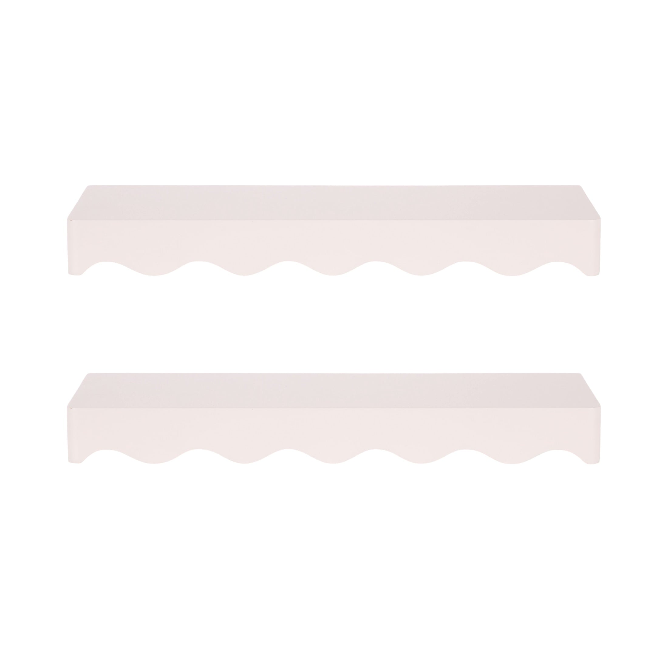 Kate and Laurel Maida Modern Decorative Wavy Wall Floating Shelves, Set of 2, 24 x 8, Pink, Functional Scalloped Kitchen and Bathroom Shelves for Above Toilet or Cute Dorm Room Bookshelves
