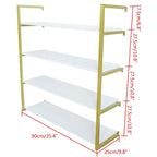 CNCEST 36" 4-Tier Floating Shelf w/ Metal Bracket - Modern Metal Wall Mounted Book Storage