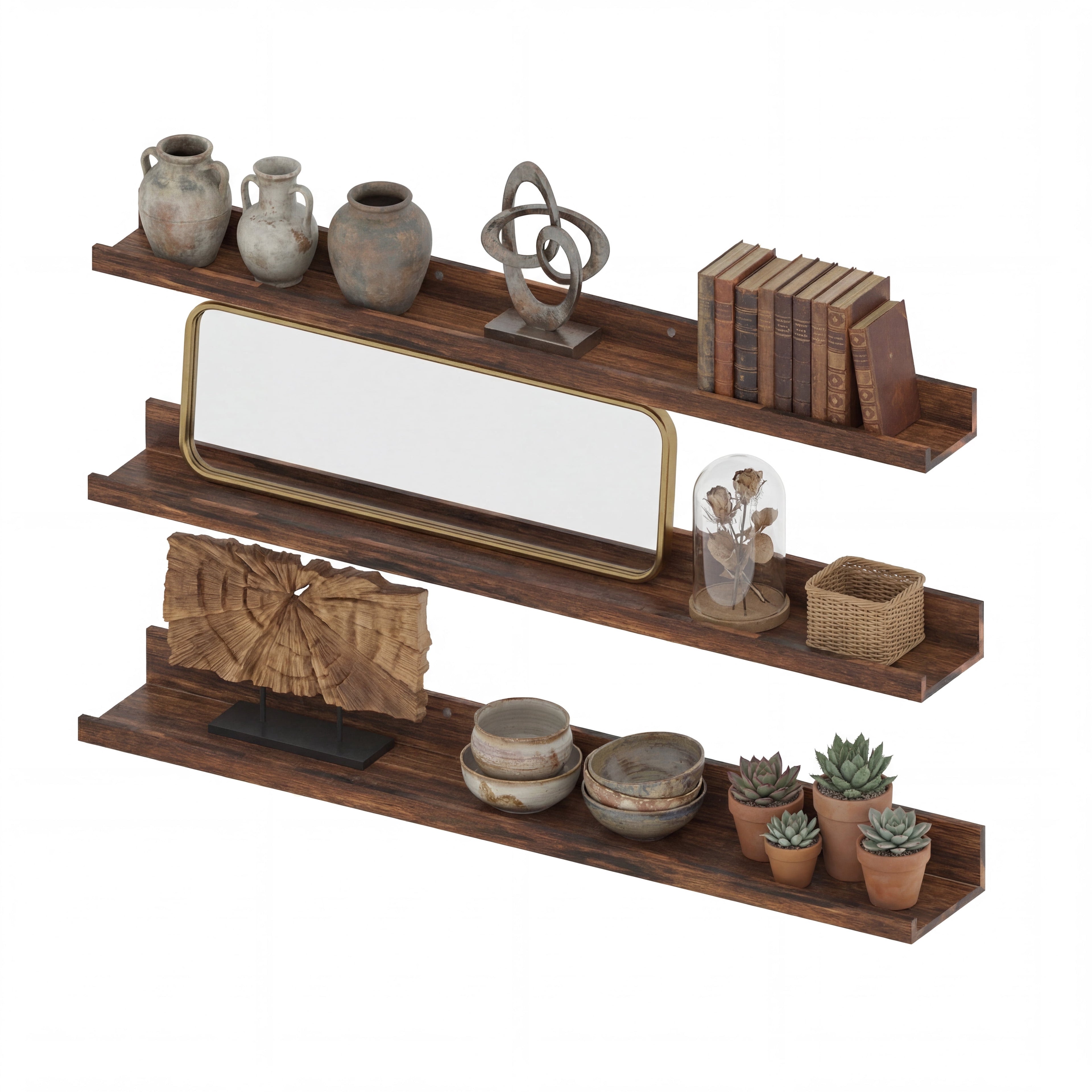36 inch Floating Shelves Wall Mounted Set of 3, Rustic Large Wall Shelves Picture Ledge Shelf for Bedroom Living Room Bathroom Kitchen
