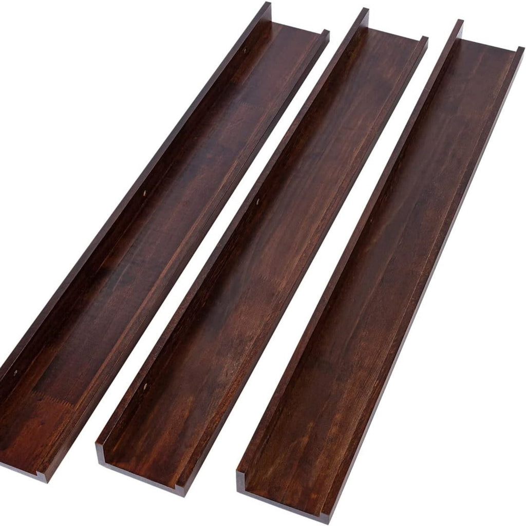 36 Inch Wood Floating Shelves Wall Mounted Deep Walnut Picture Ledge Shelf Nursery Book Shelves for Home Decor for Bedrooms, Office, Living Room, Kitchen, 3 Same Sizes