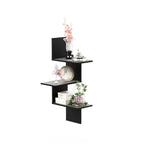 Furinno Rossi Modern 3-Tier Wall Floating Corner Shelf, French Oak Grey/Black
