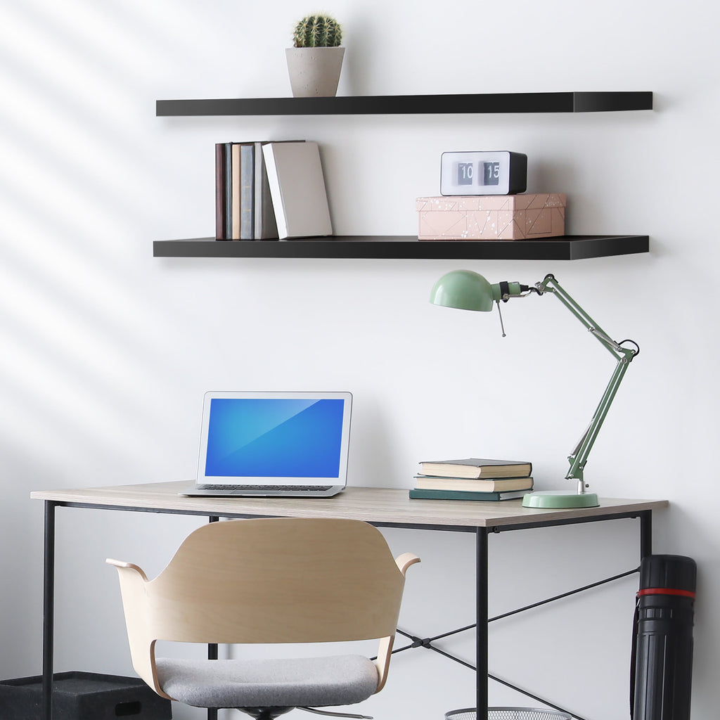 Sorbus Extra Long Floating Rectangle Shelves – 35" L x 9" D x 1.5" H Faux Wood Wall Shelves
