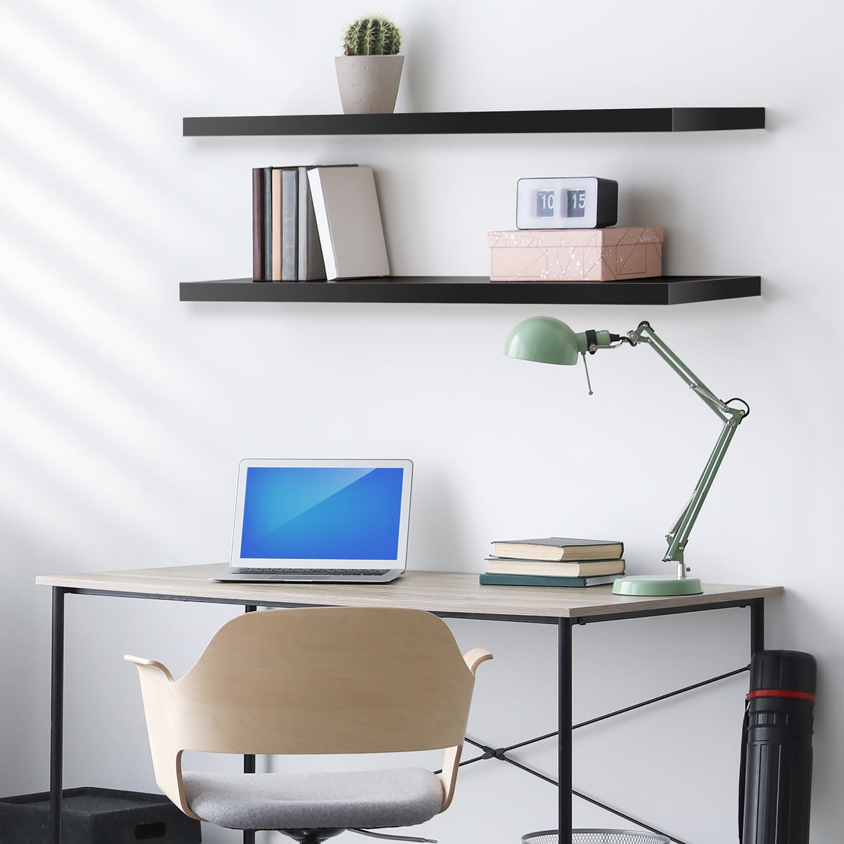 Sorbus Extra Long Floating Rectangle Shelves – 35" L x 9" D x 1.5" H Faux Wood Wall Shelves