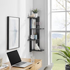 Danya B. Alvar Corner 4-Tier Floating Ledge Column Wall Shelf - Black