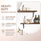 Kaboon 36 inch Long 10 inch Deep Floating Shelves for Wall Set of 2, Large Open Shelves Wall Mounted, Space Saving Home and Commercial Use, Dark Walnut