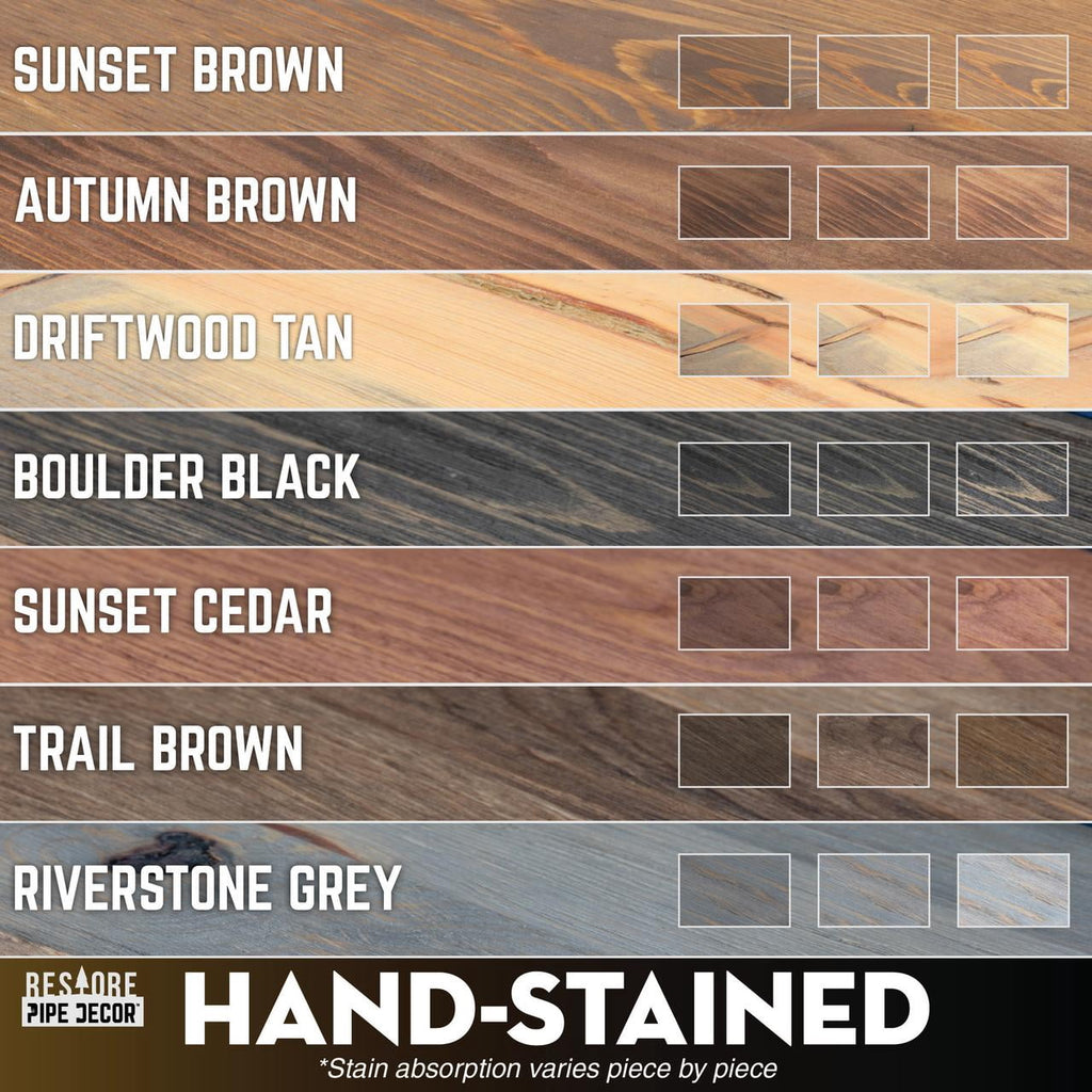 36 in. x 7.5 in. x 6.75 in. Autumn Brown Restore Wood Wall Shelving with Industrial Steel Pipe L- Brackets