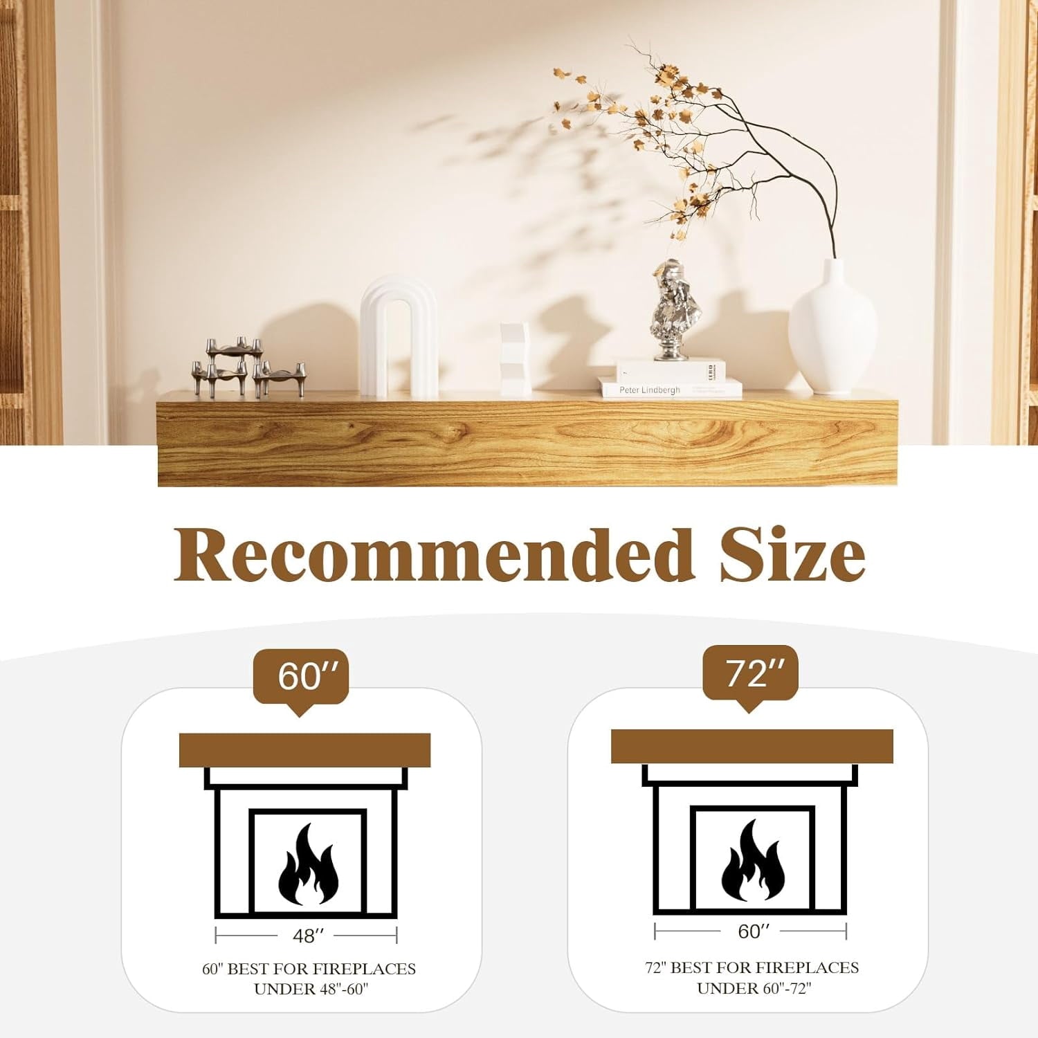 Woodty Eco 60 in x 5 in Pine Natural Farmhouse Fireplace Mantel