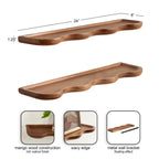 Kate and Laurel Alezar Modern Scalloped Mango Wood Floating Shelves, Set of 2, 24 x 6, Walnut Brown, Functional Wavy Bathroom and Kitchen Shelves for Storage and Display