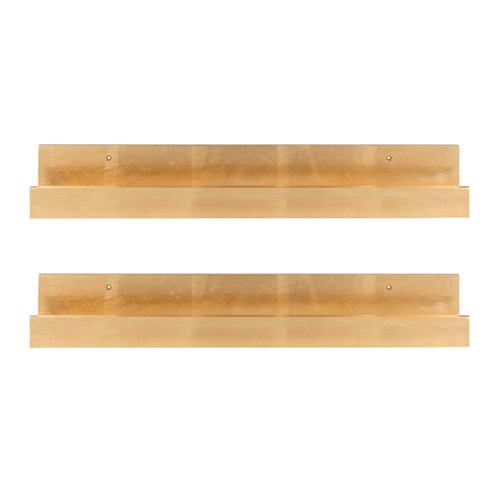 Kate and Laurel Rectangle Floating Shelves, 24", Gold
