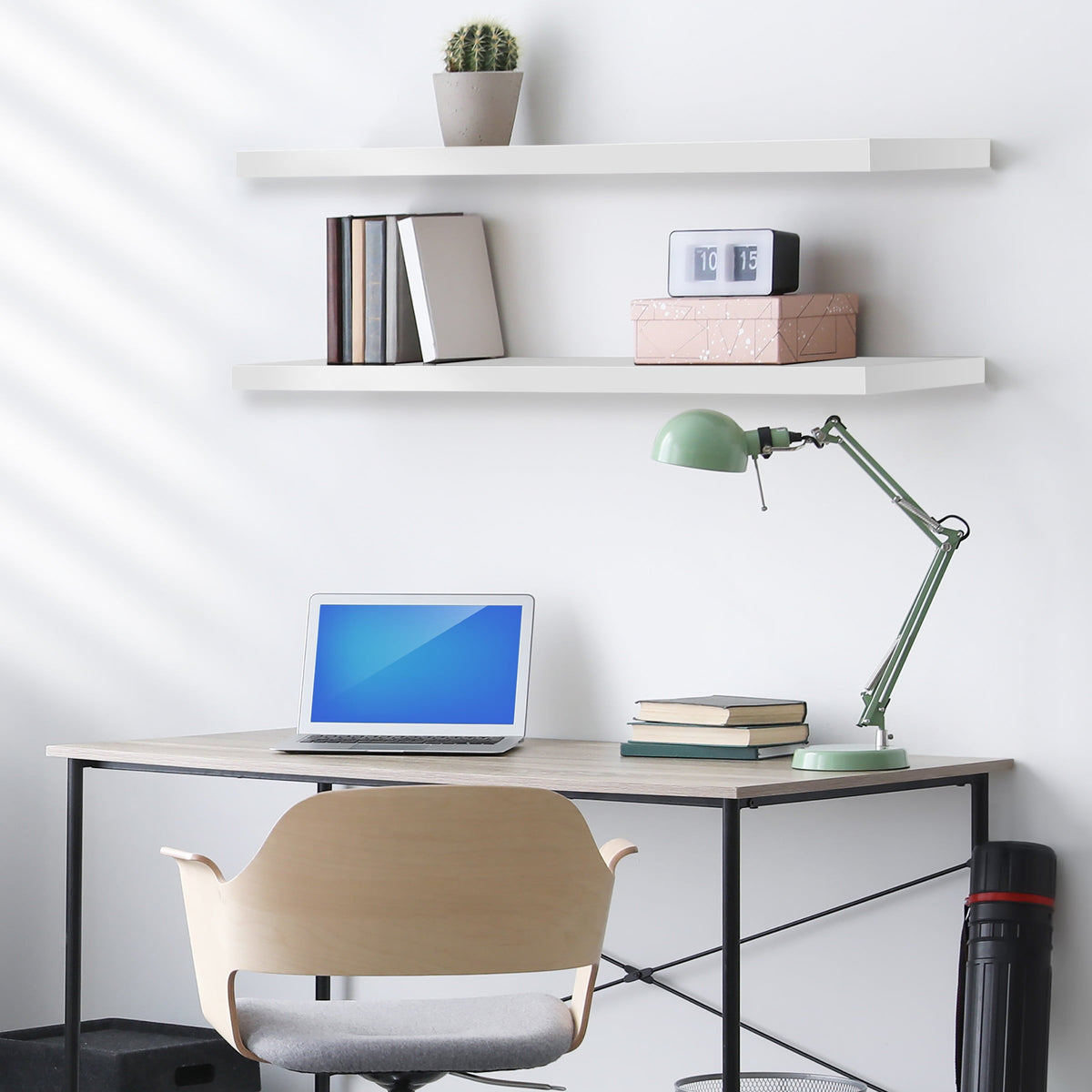 Sorbus 2-Pack Extra Long Floating Wall Shelves, 48" x 9", White – Farmhouse Style Shelves for Bedroom, Kitchen, Living Room & Bathroom