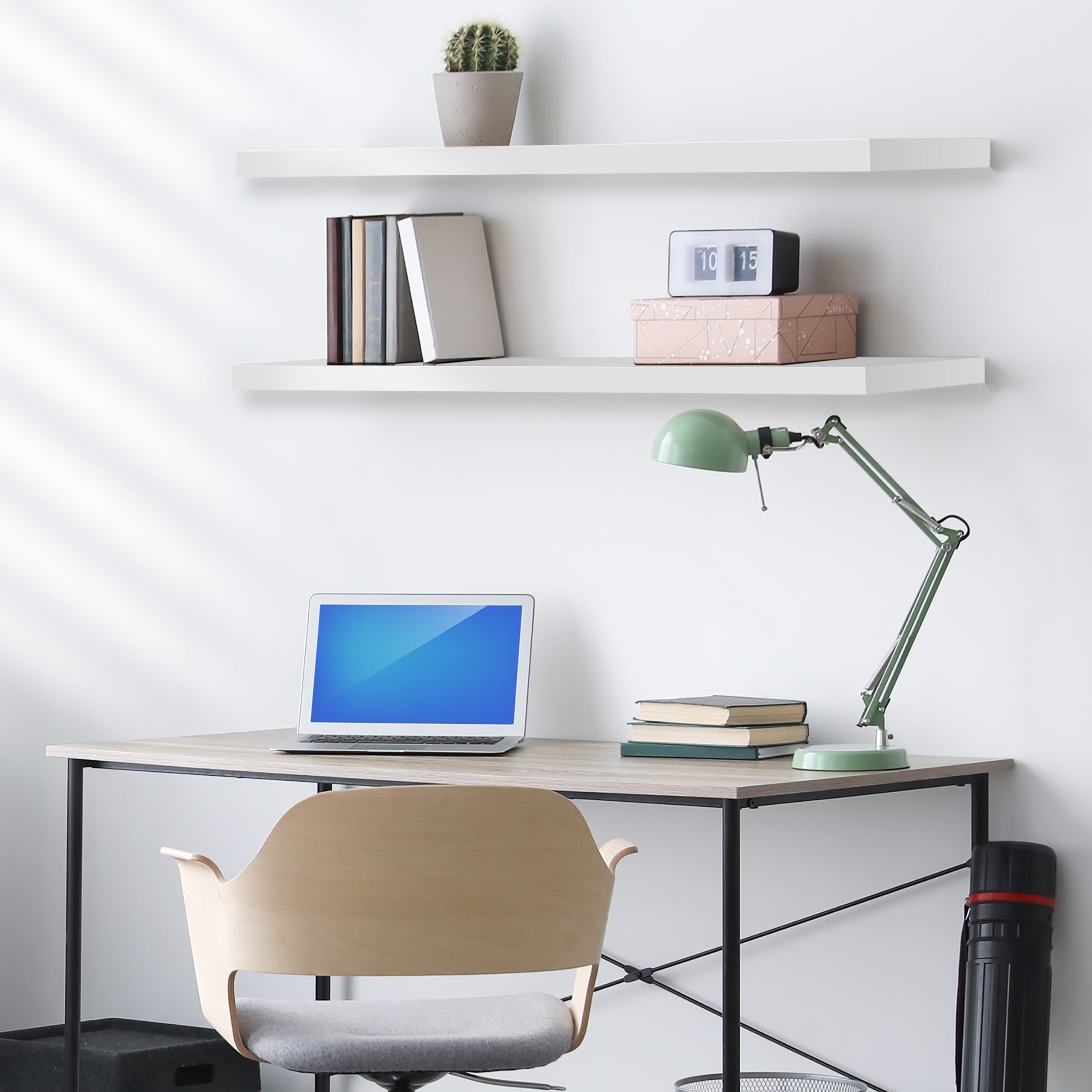 Sorbus Extra Long Floating Shelves – Set of 3 Wall-Mounted Shelves (48"x9") for Bedroom, Kitchen, Living Room, Bathroom – White Farmhouse Décor