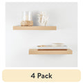 (4 pack) Mainstays Natural 16.5" Wood Floating Shelves, Set of 2