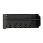 Entryway Floating Utility Wall Shelf with Hooks - Wall Mounted - Black