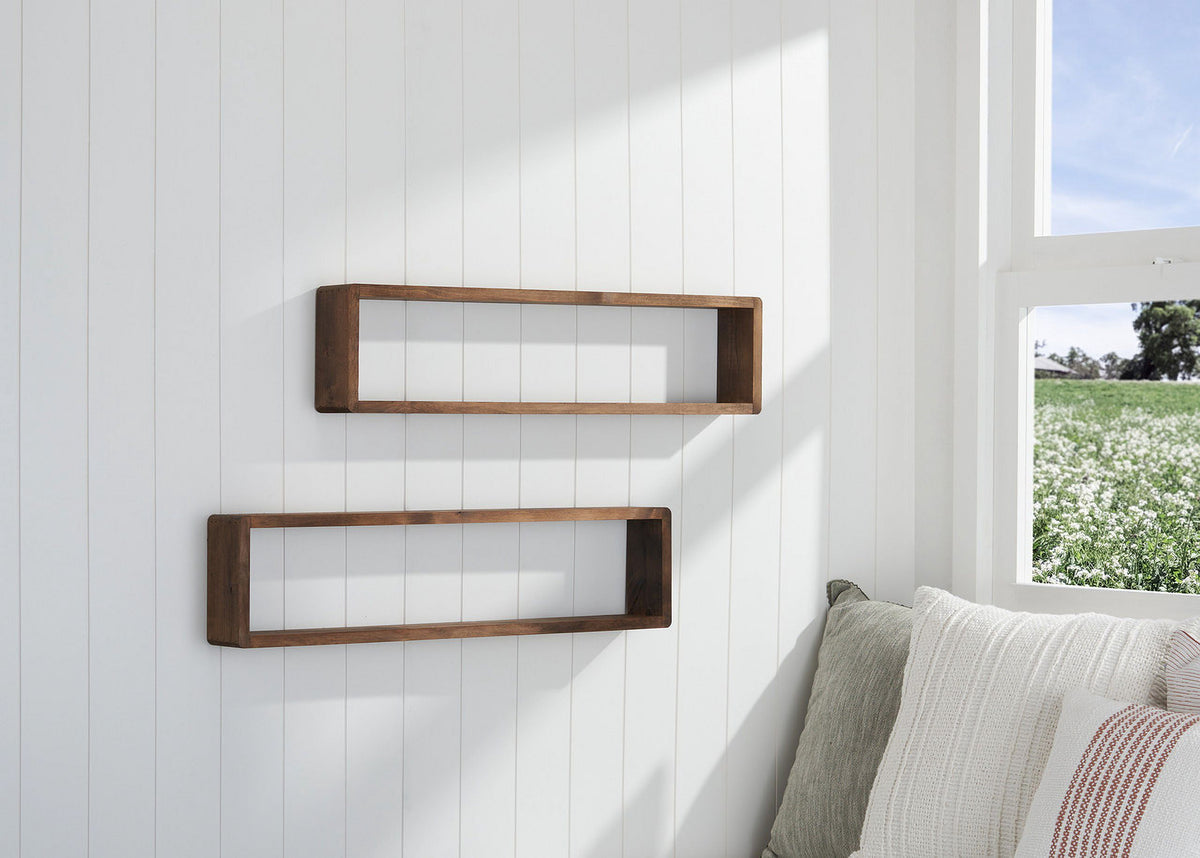DRAKESTONE Stackable Floating Box Shelf, 2-Pack - Walnut