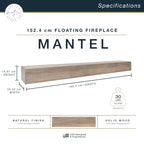MCS 60-Inch Mantel, Master & Co Antique Natural Finish Solid Wood Floating Fireplace Mantel, Long Floating Shelf for Livingroom with Wood Cleat Hanging System, Photo and Home Decor Display Shelf