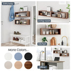 Kaboon 24" Floating Cube Shelves, Set of 2, Wall Mount Decorative Hanging Shelves, Dark Walnut
