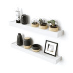Ballucci Modern 24" Floating Shelves, Set of 2 Wood Wall Mount Shelves, White