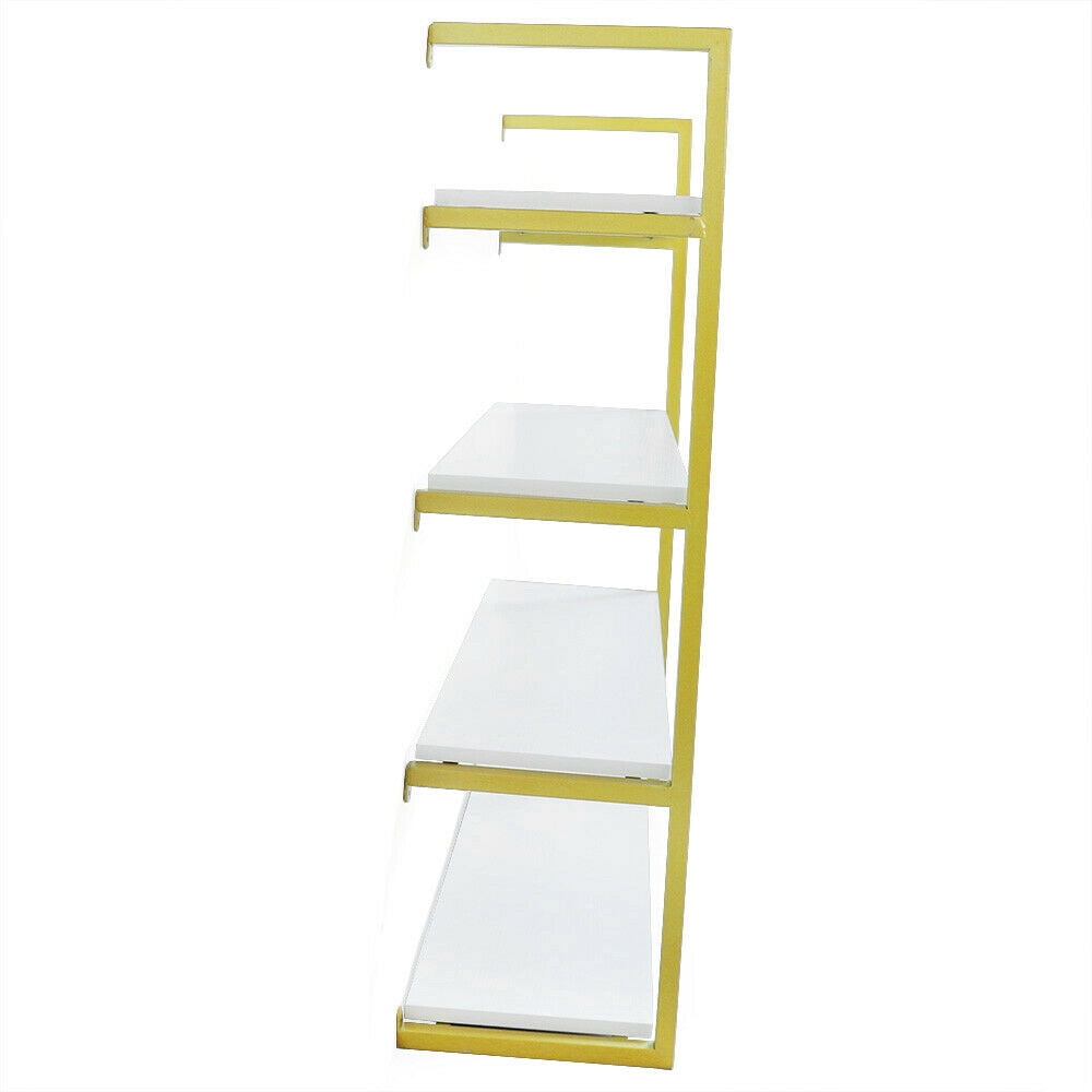 CNCEST 36" 4-Tier Floating Shelf w/ Metal Bracket - Modern Metal Wall Mounted Book Storage