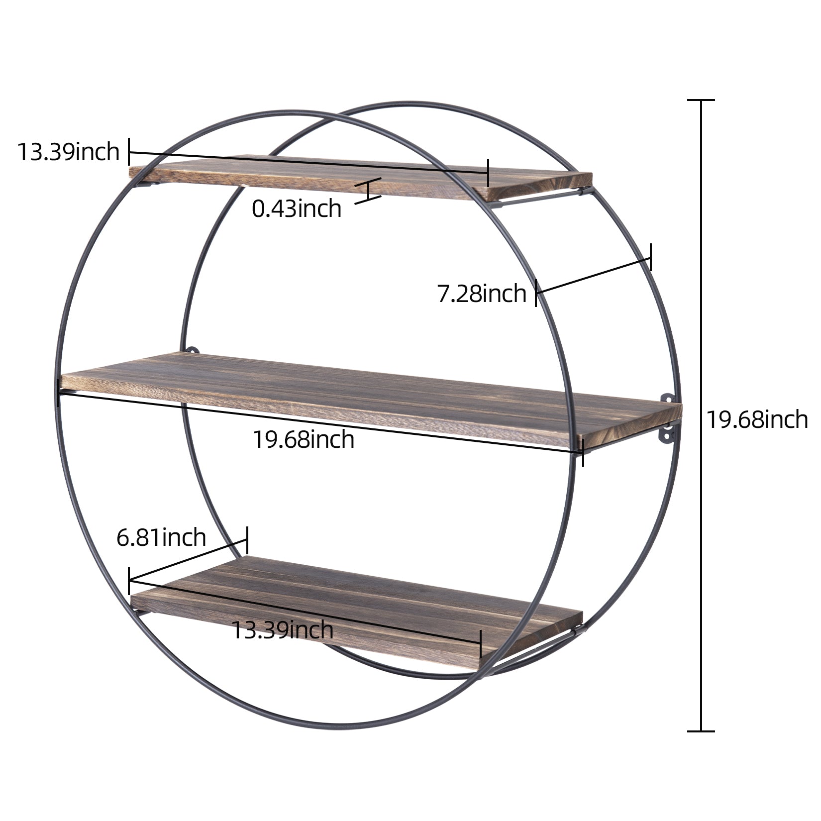 LUVODI 3 Tiers Round Wall Mounted Floating Shelf Wood Rustic for Bathroom Bedroom Living Room Decor
