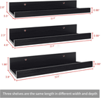 Floating Wall Shelves Set of 3, 36 inch Mounted Picture Ledge Shelf with Lip for Bathroom, Living Room, Kitchen, Black