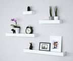 Ballucci Modern Floating Shelves, Set of 4 Wood Wall Mount Shelves, White