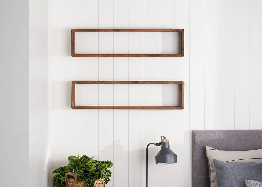 DRAKESTONE Stackable Floating Box Shelf, 2-Pack - Walnut