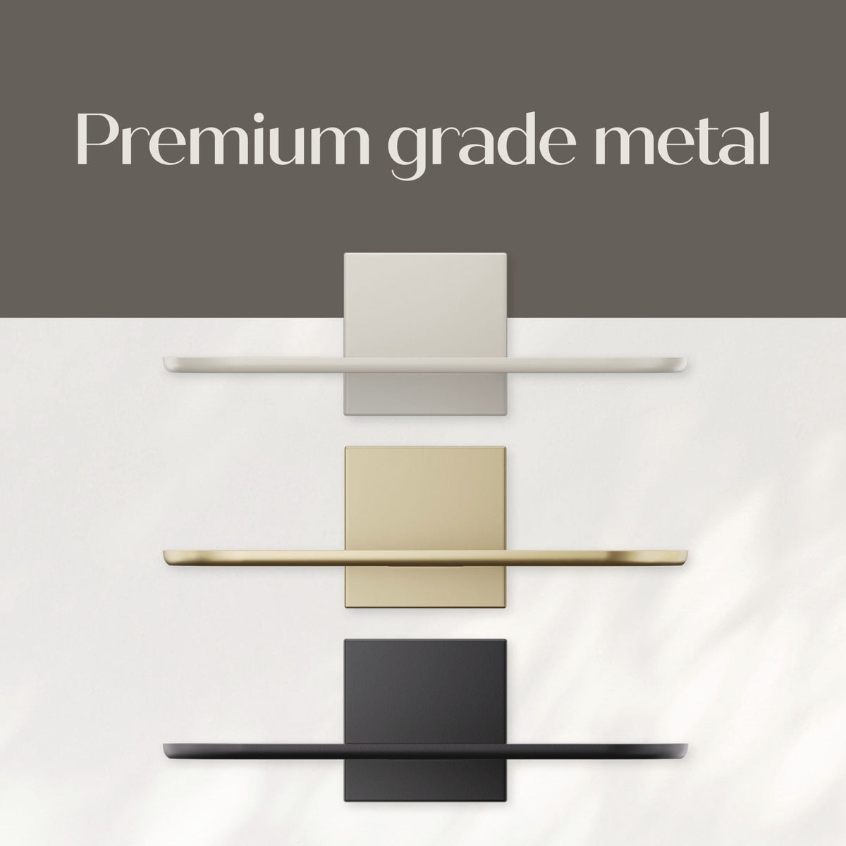 Command Decor Metal Wall Shelf, Matte Black, Holds 5 lbs, 1 Shelf, 8 Large Adhesive Strips