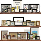 48 Inch Long Floating Shelves Wall Mounted Light Walnut Narrow Photo Picture Ledge Shelves Set of 3 Nursery Book Shelves Photo Frames Display Shelves Kitchen Spice Rack