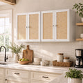48 Inches Laundry Room Wall Cabinets Bathroom Cabinets Wall Mounted with Adjustable Shelves, Rattan Wall Cabinet for Bedroom, Kitchen, Bathroom