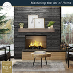 MCS 60-Inch Mantel, Master & Co Antique Natural Finish Solid Wood Floating Fireplace Mantel, Long Floating Shelf for Livingroom with Wood Cleat Hanging System, Photo and Home Decor Display Shelf