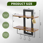2 Pack 2 Tier Floating Wall Shelves, Rustic Wood Wall Mount Storage Organizer, Decorative Wall Display Rack for Bedroom Living Room Bathroom
