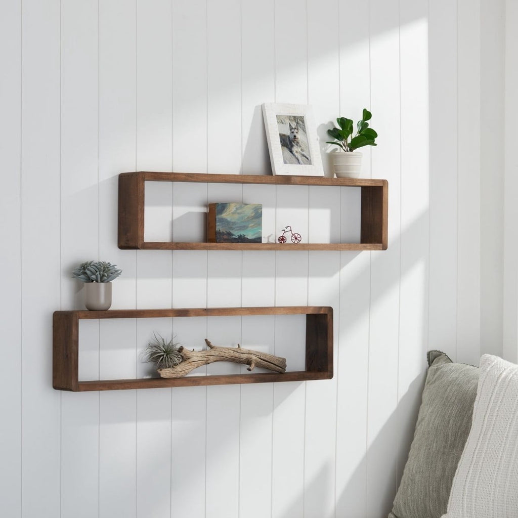 DRAKESTONE Stackable Floating Box Shelf, 2-Pack - Walnut