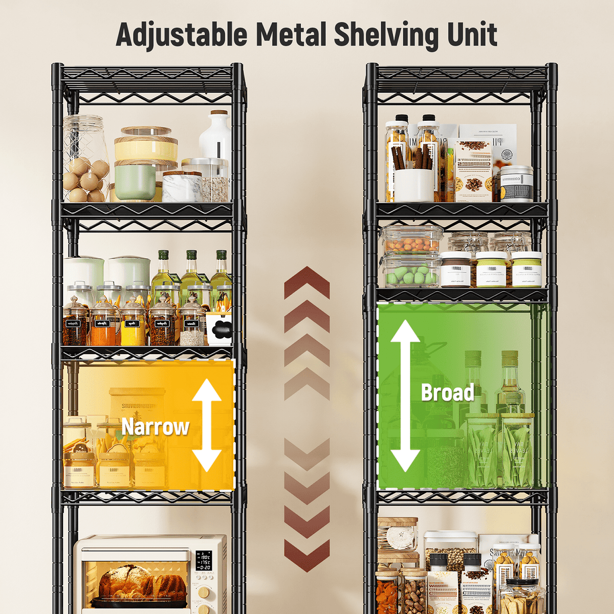 melmine Slim Vertical Storage Shelf,6-Tier Narrow Storage Rack for Bathroom Small Spaces,Adjustable Metal Shelving Unit,15.8"W x 11.8"D x 63"H,Black