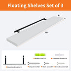 Floating Shelves for Wall Set of 3, 36" White Wall Shelves for Home Decor, Frame Display White Floating Shelf for Living Room, Bedroom, Bathroom, Kitchen