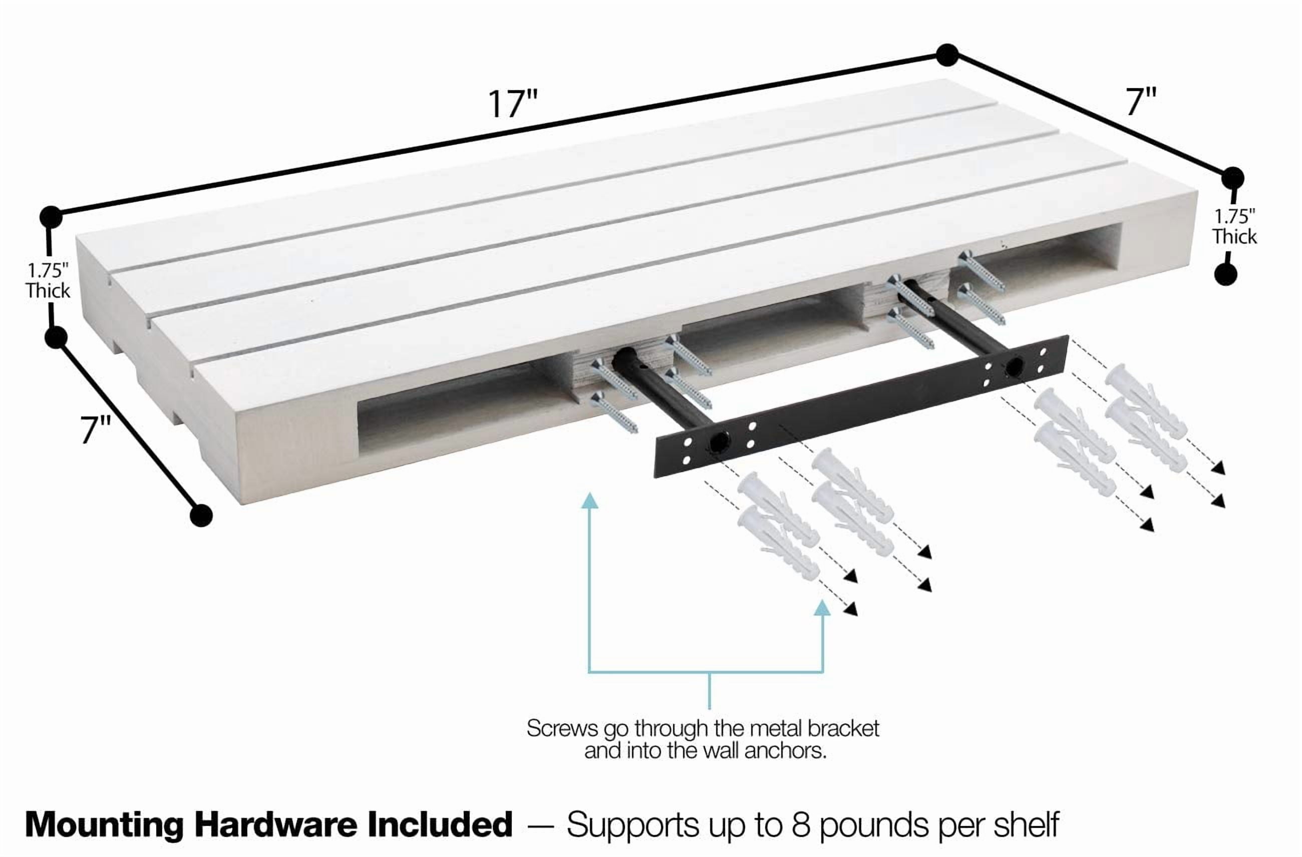 Sorbus Two Wood Floating Shelves - Rustic Farmhouse Floating Shelf Set for Home Décor (2-Pack, Grey)