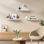 Floating Shelves for Wall Set of 3, 36" White Wall Shelves for Home Decor, Frame Display White Floating Shelf for Living Room, Bedroom, Bathroom, Kitchen