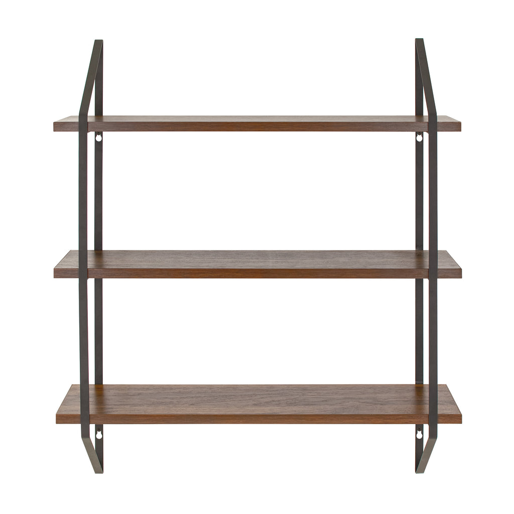 (4 pack) Better Homes & Gardens 3-Tier 20 in Wall Shelf with Brackets, Walnut