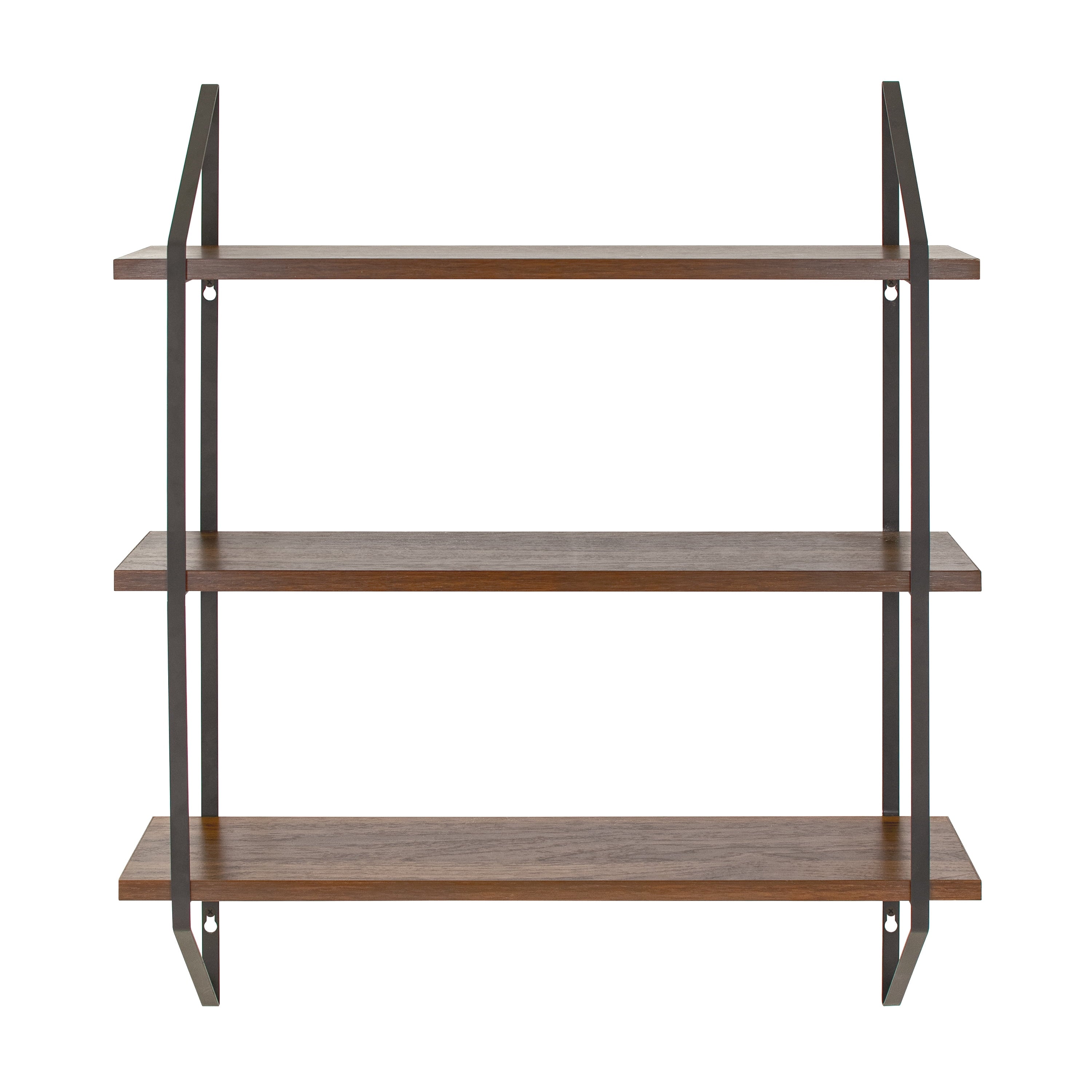 (4 pack) Better Homes & Gardens 3-Tier 20 in Wall Shelf with Brackets, Walnut