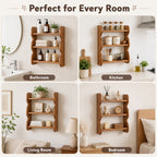 iFaveorr Solid Wood Floating Shelves for Wall 3-Tier, Rustic Wall Shelves Wall Mounted Storage Rack, Farmhouse Decor Floating Shelves Display for Apartment, Living Room and Bedroom