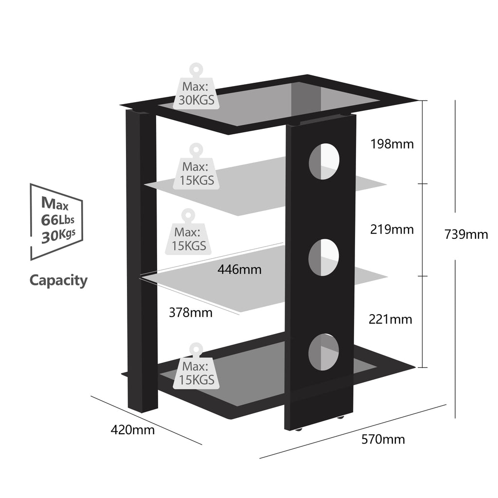 FITUEYES Metal Floating Shelves, 23.6" x 17.9", Black