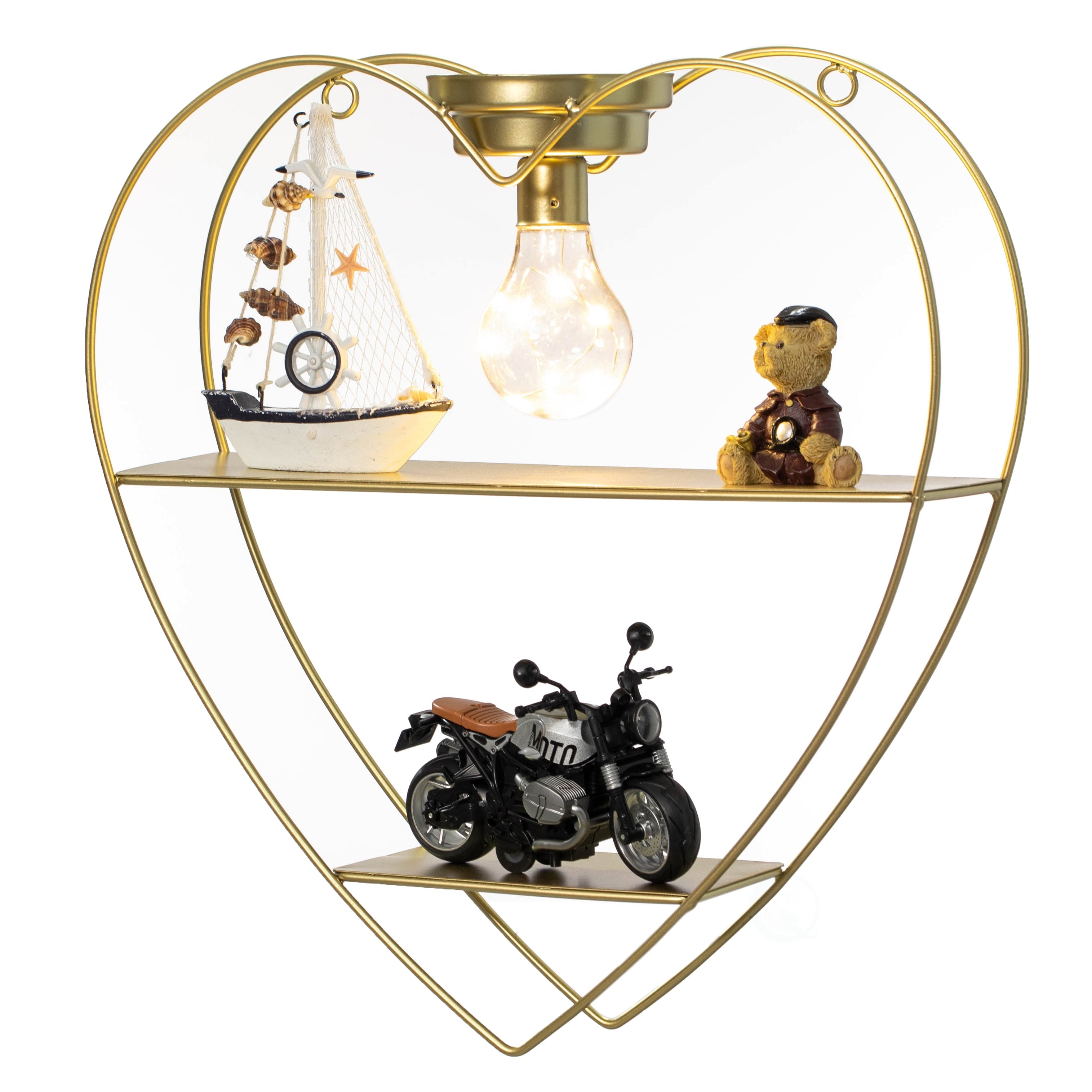 Vintiquewise 4-Tier Floating Circular Silhouette Wall Shelf - Metal Wall-Mounted Display Shelf, Multi-Functional Wall Storage - Perfect for Entryway, Bathroom, Bedroom, Living Room or Office, Gold