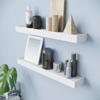 Ballucci Modern 24" Floating Shelves, Set of 2 Wood Wall Mount Shelves, White